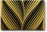 Sinus Art Wandbild 120x80cm Grafisches Muster in Schwarz und Gold – stilvolle Symmetrie mit Art-Déco-Flair