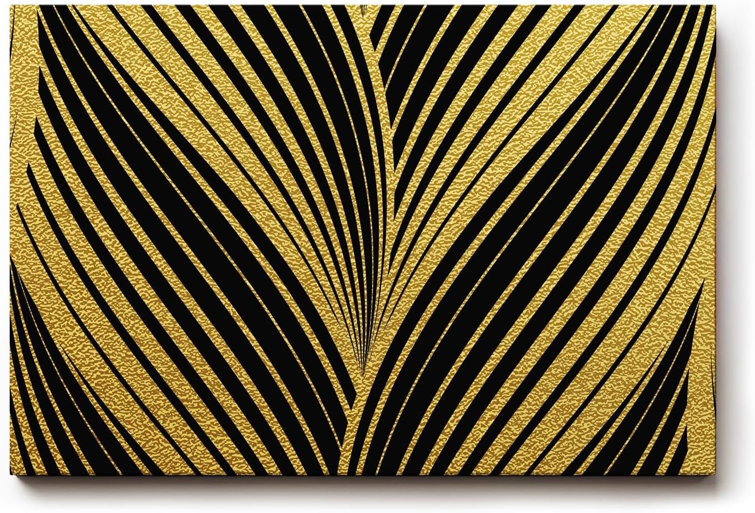 Sinus Art Wandbild 120x80cm Grafisches Muster in Schwarz und Gold – stilvolle Symmetrie mit Art-Déco-Flair