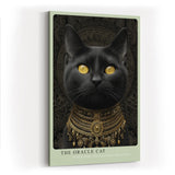 Paul Sinus Wandbild in 40x60cm The Oracle Cat mit schwarzer Katze und goldenen Augen vor ornamentalem Hintergrund für edle Wandgestaltung
