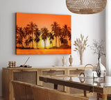 Wandbild 120x80cm Südseeparadies Palmen Sonne Sommer Rot