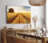 Paul Sinus Wandbild 120x80cm Weizenfeld Weizen Sonnenuntergang Baum Landschaft