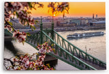 Paul Sinus Wandbild 120x80cm Freiheitsbrücke Budapest Ungarn Kanal Schiffe Sonnenuntergang