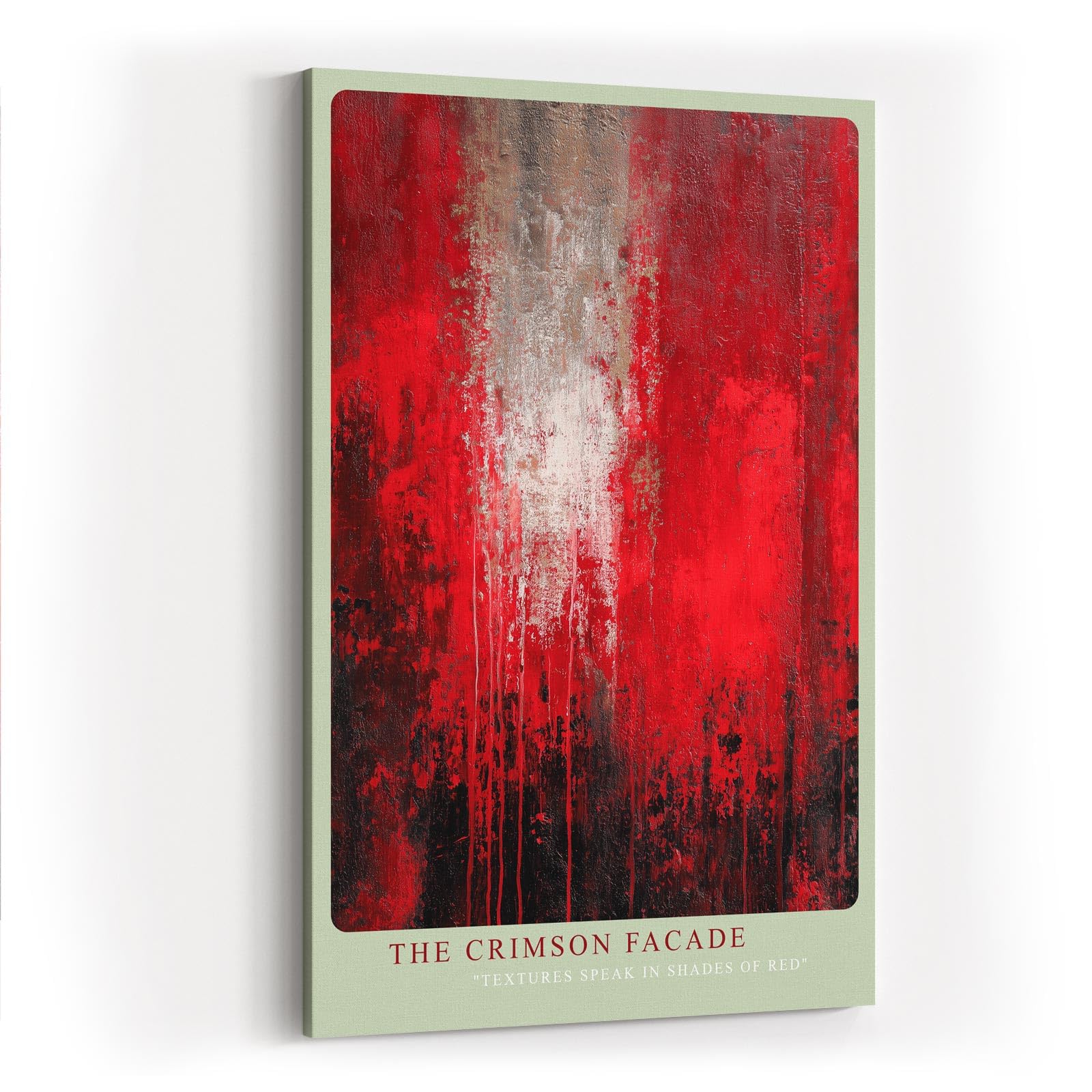 Paul Sinus Wandbild in 40x60cm The Crimson Facade – Ausdrucksstarkes abstraktes Kunstwerk in leuchtendem Rot mit strukturreicher Oberfläche