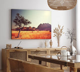 Wandbild 120x80cm Afrikanischen Grasland Berge Baum Natur Wildnis