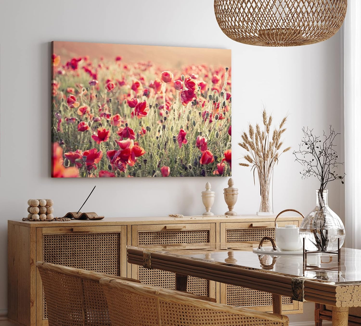 Paul Sinus Wandbild 120x80cm Wildblumen Feldblumen rote Blüten Sommer Sonnenschein