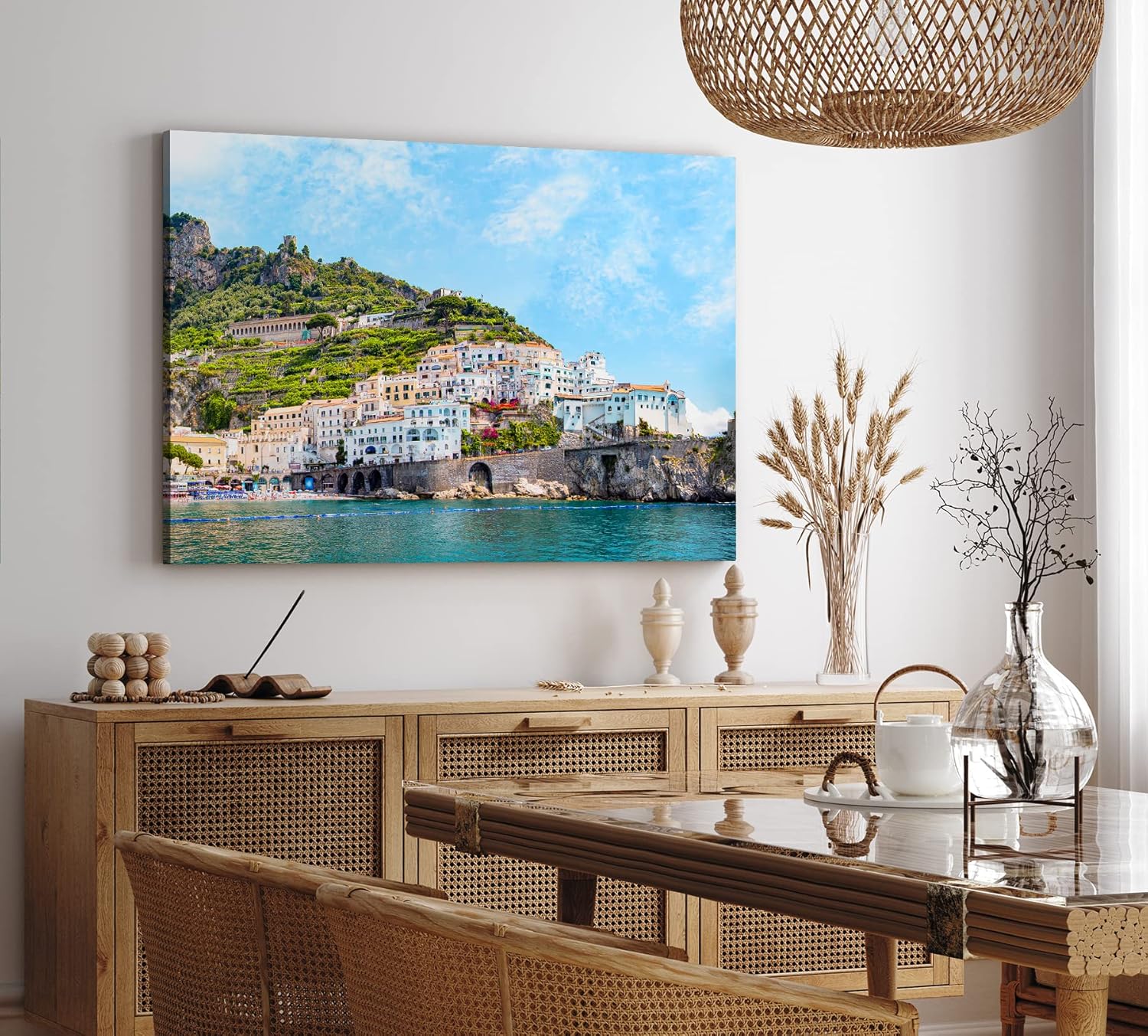 Paul Sinus Wandbild 120x80cm Amalfiküste Italien Küstenstadt Mittelmeer traditionelle Häuse