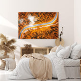 Paul Sinus Wandbild 120x80cm Luftaufnahme Wald Straße Bäume rot Herbst