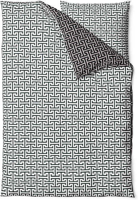 Sinus Art Mikrofaser Bettwäsche 135x200 cm + 80x80 cm – Wendedesign in Schwarz & Weiß mit modernem Labyrinthmuster, pflegeleicht & atmungsaktiv