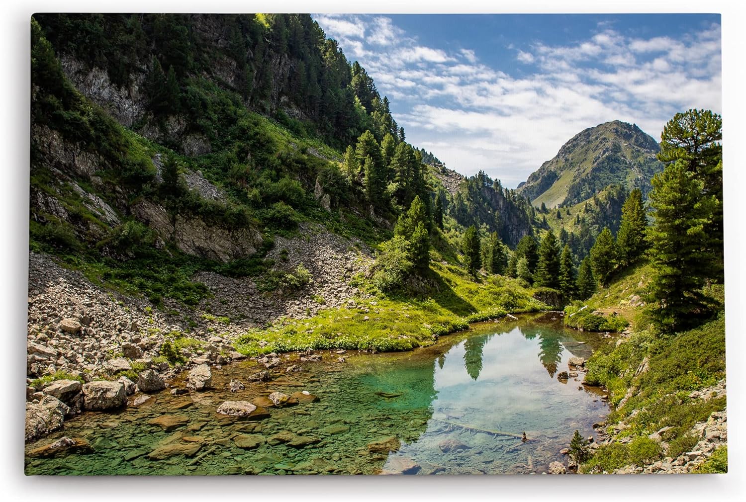 Paul Sinus Wandbild 120x80cm Berge Berglandschaft Bach Natur Bäume