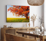 Wandbild 120x80cm Große Eiche Baum Natur Feld Landschaft Horizont