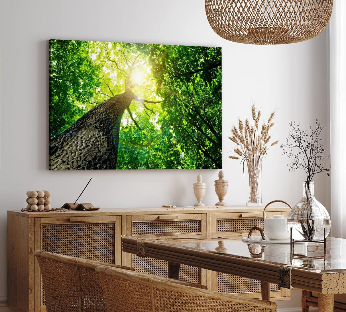 Paul Sinus Wandbild 120x80cm Baum Sonnenstrahlen Baumkrone Grün Natur