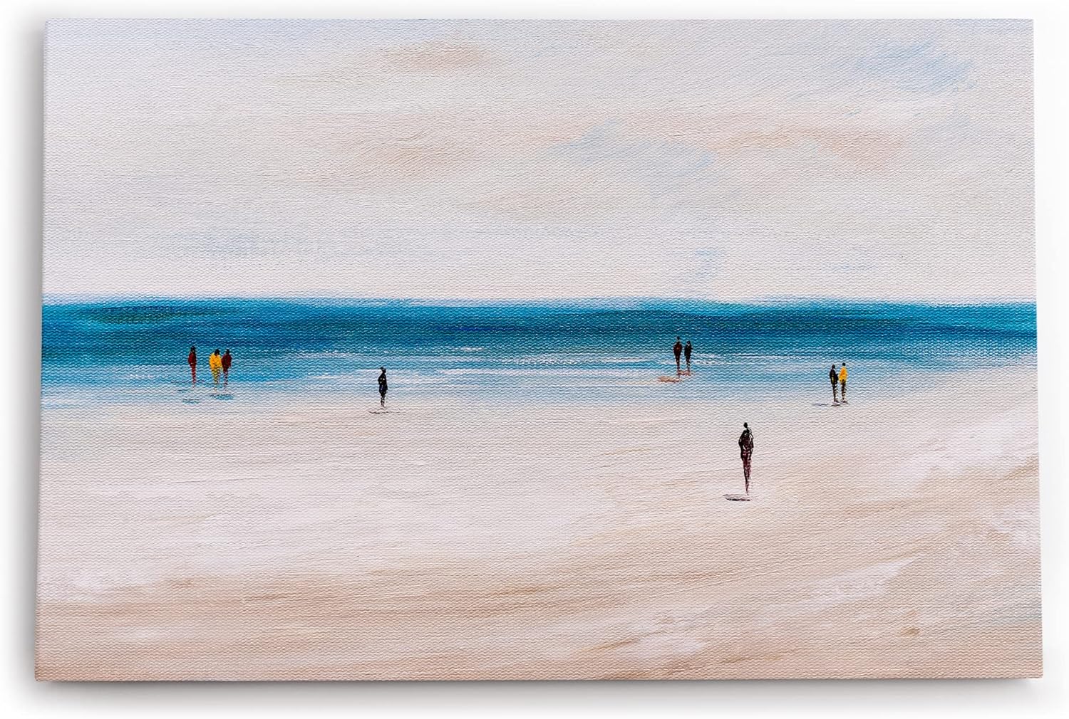 Paul Sinus Wandbild 120x80cm Abstrakter Strand Meer Horizont Kunstvoll Blau Beige