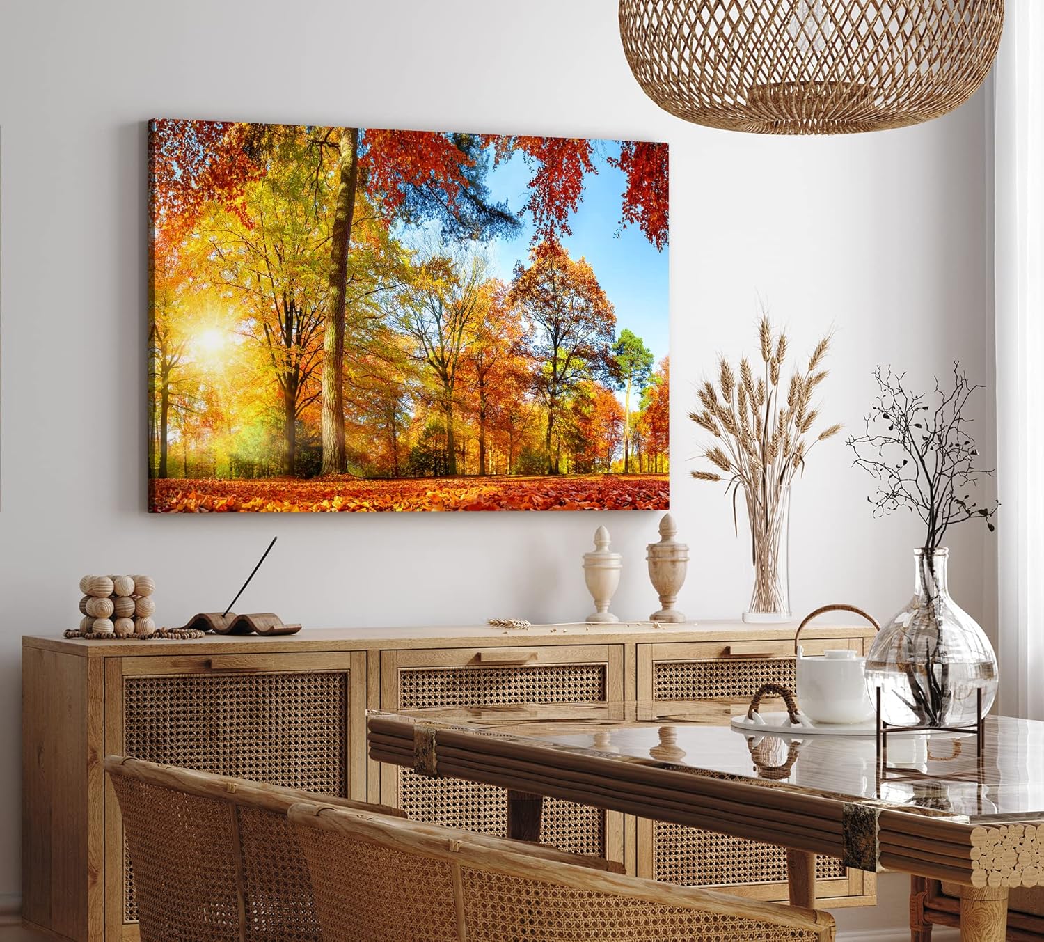 Paul Sinus Wandbild 120x80cm Wald Bäume Herbst Sonnenschein Herbstblätter Natur