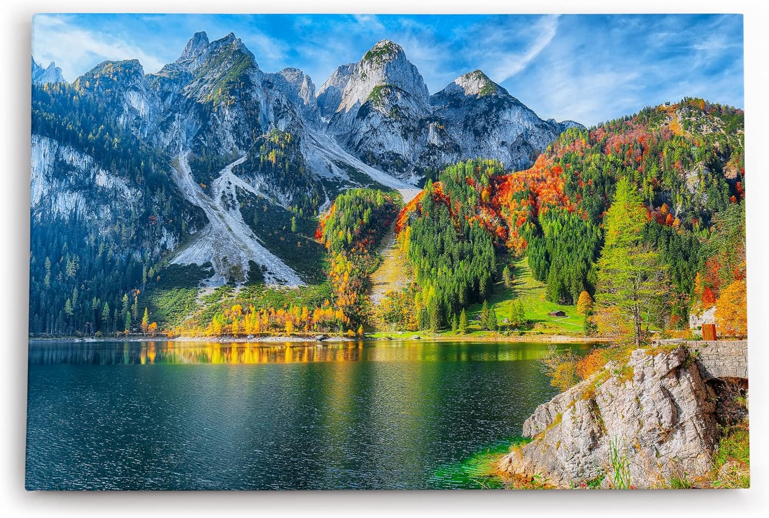 Paul Sinus Wandbild 120x80cm Österreich Dachsteingebirge Spiegelsee Alpen Alpensee