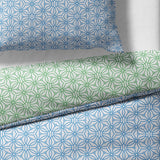 Sinus Art Mikrofaser Bettwäsche 135x200 cm + 80x80 cm – Frisches Wendedesign in Mintgrün & Himmelblau mit filigranem Blütenmuster, pflegeleicht & allergikerfreundlich