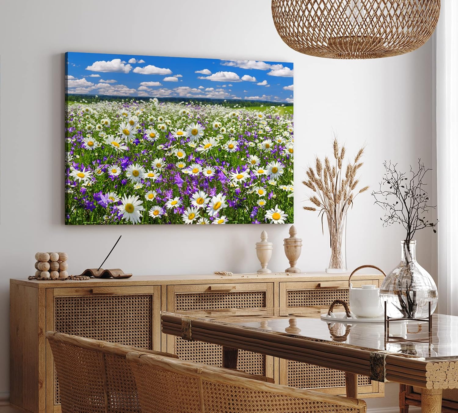 Paul Sinus Wandbild 120x80cm Gänseblümchen Blumenwiese Wiese Sommer Wildblumen