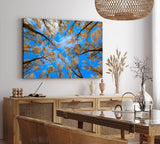 Wandbild 120x80cm Bäume Himmel Blau Herbst Baumkronen Natur