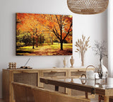 Wandbild 120x80cm Herbst Park Bäume Herbstblätter Sonnenschein