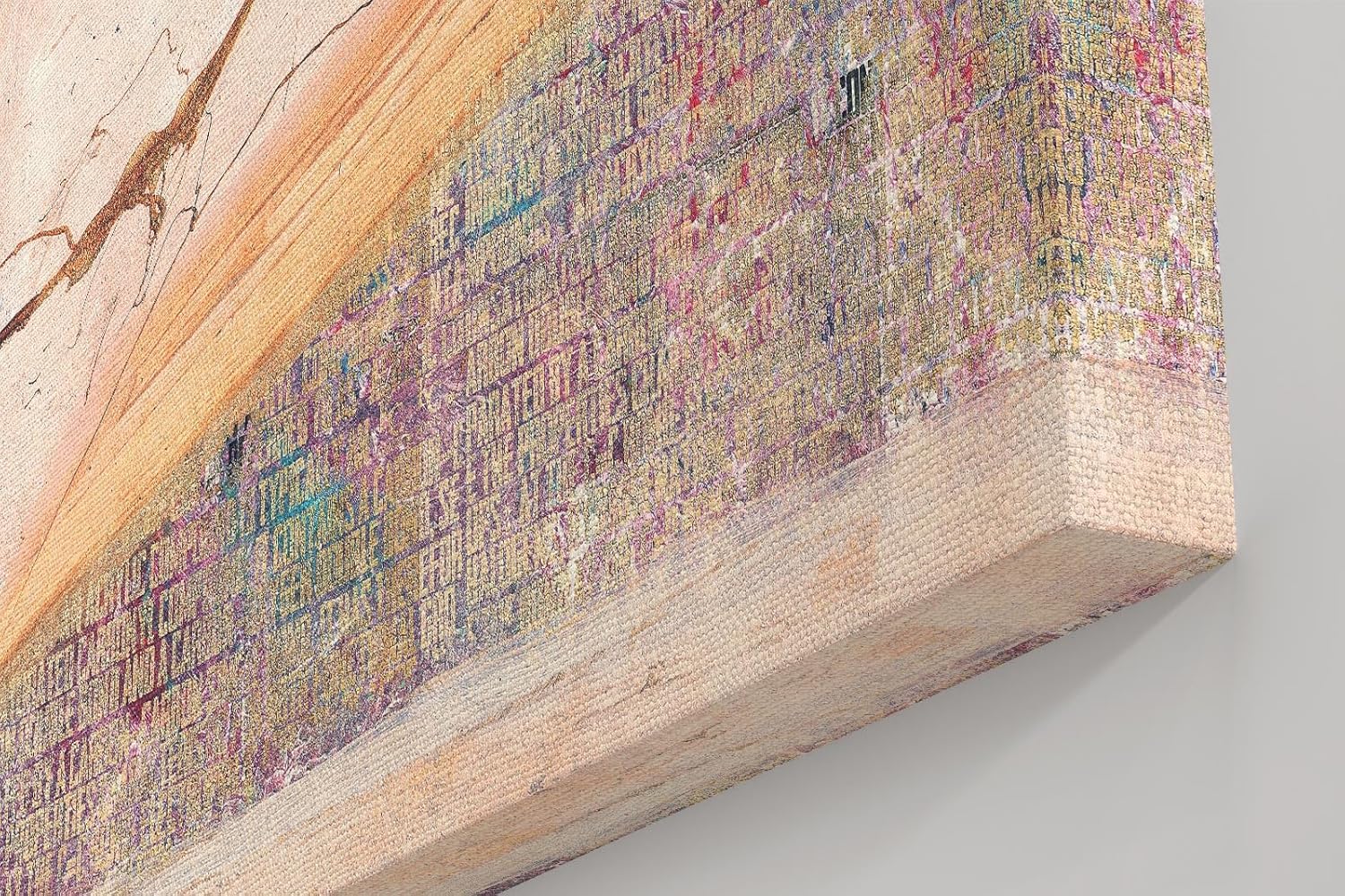 Sinus Art Wandbild 120x80cm Textcollage mit sanftem Verlauf in Beige, Rosa und zarten Lila-Tönen