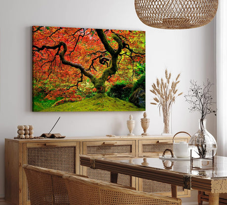 Paul Sinus Wandbild 120x80cm Großer alter Baum Grün Moos Wald Baumkrone