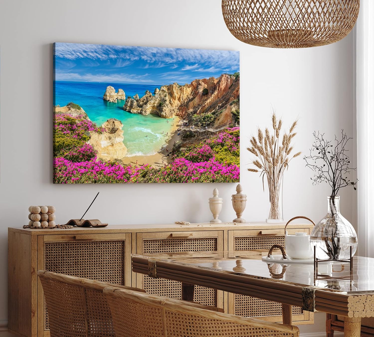 Paul Sinus Wandbild 120x80cm Strand Bucht Meer Sommer Küste Wildblumen