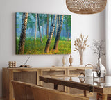 Paul Sinus Wandbild 120x80cm Birkenwald Wald Birken Natur Bäume Grün