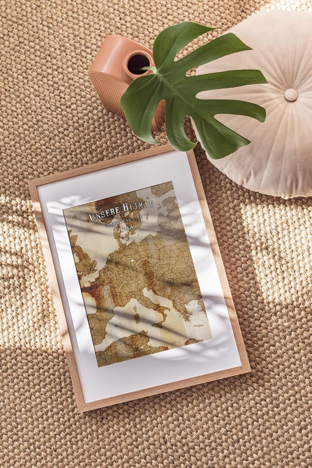 Paul Sinus personalisierter Bilderrahmen mit deinen GPS Koordinaten und Namen. 30cm x 42cm Holz Wechselrahmen mit Glas und Passepartout. Landkarte Heimat. (ohne Rahmen)