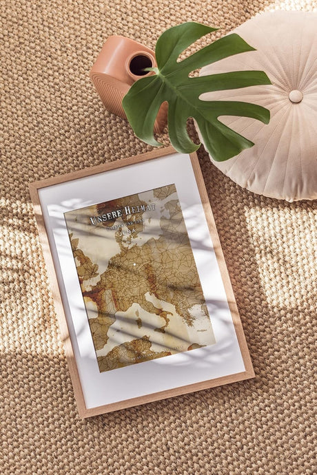 Paul Sinus personalisierter Bilderrahmen mit deinen GPS Koordinaten und Namen. 30cm x 42cm Holz Wechselrahmen mit Glas und Passepartout. Landkarte Heimat. (ohne Rahmen)