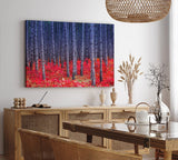 Paul Sinus Wandbild 120x80cm Fichtenwald Bäume Wald Rot Kunstvoll Fichten
