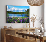 Paul Sinus Wandbild 120x80cm See Natur Tannenwald Blumen Blüten Sommer