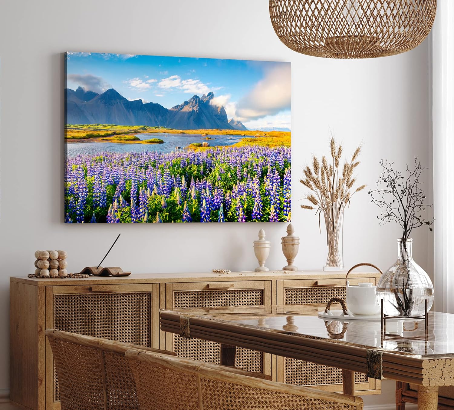 Paul Sinus Wandbild 120x80cm Island Landschaft Berg Blumen Blau See Natur
