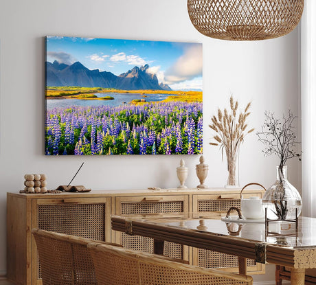 Paul Sinus Wandbild 120x80cm Island Landschaft Berg Blumen Blau See Natur