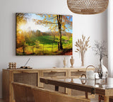 Paul Sinus Wandbild 120x80cm Deutsche Landschaft Wiese Bäume Sonnenschein Herbst