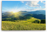 Paul Sinus Wandbild 120x80cm Alpenlandschaft Berge Gebirge Wiese Sonnenuntergang