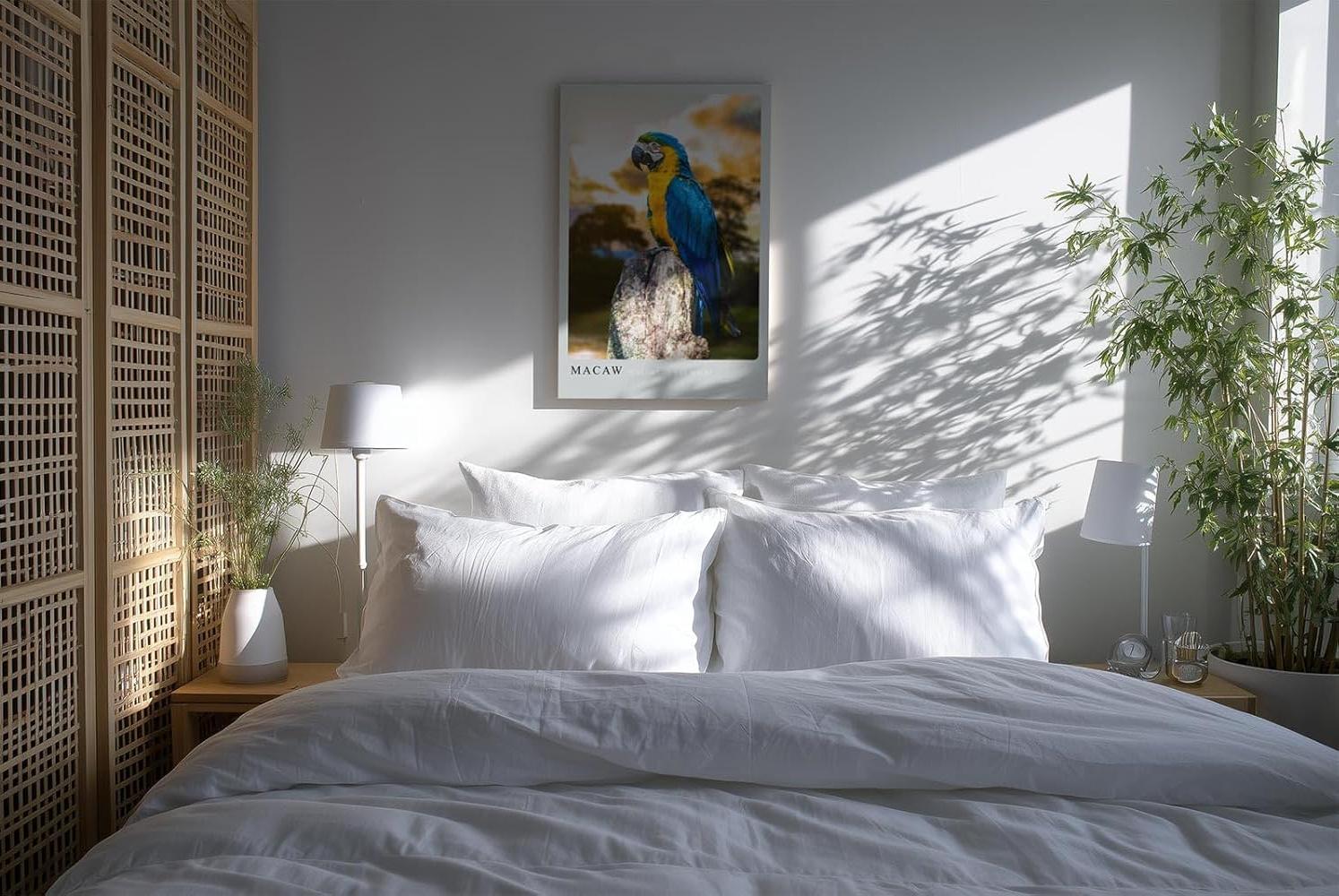 Paul Sinus Kunstdruck 40x60cm Macaw Ara auf Baumstumpf vor Dschungelhintergrund bei Sonnenuntergang