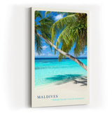 Paul Sinus Kunstdruck 40x60cm Maldives Palmenstrand mit türkisblauem Meer und weißem Sand unter strahlendem Himmel