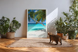 Paul Sinus Kunstdruck 40x60cm Maldives Palmenstrand mit türkisblauem Meer und weißem Sand unter strahlendem Himmel