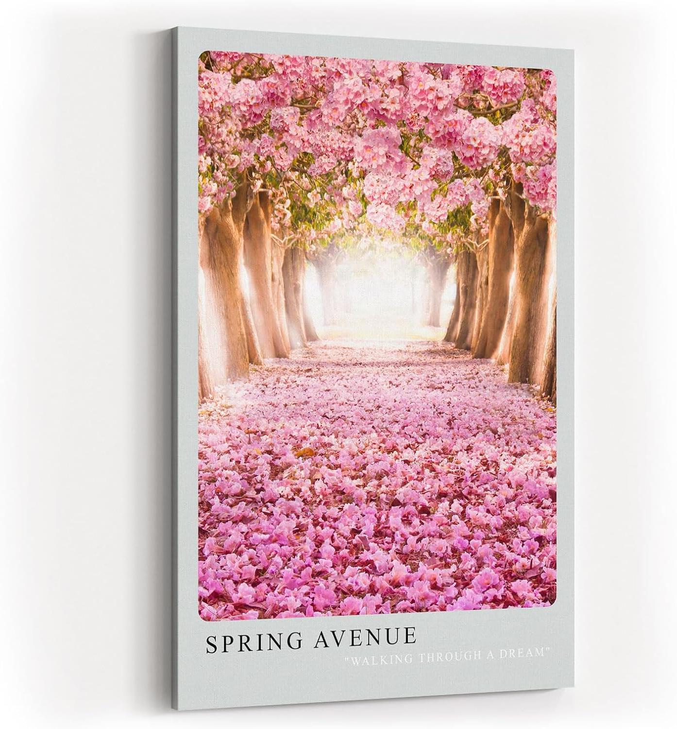 Paul Sinus Kunstdruck 40x60cm Spring Avenue blühende Kirschbaumallee mit rosafarbenem Blütenteppich im Licht