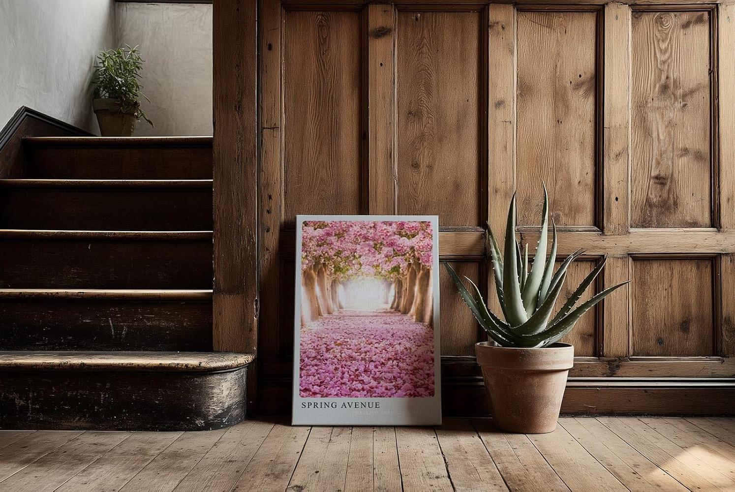 Paul Sinus Kunstdruck 40x60cm Spring Avenue blühende Kirschbaumallee mit rosafarbenem Blütenteppich im Licht