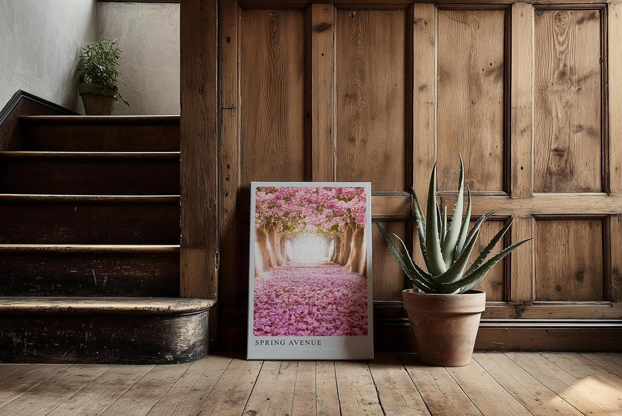 Paul Sinus Kunstdruck 40x60cm Spring Avenue blühende Kirschbaumallee mit rosafarbenem Blütenteppich im Licht