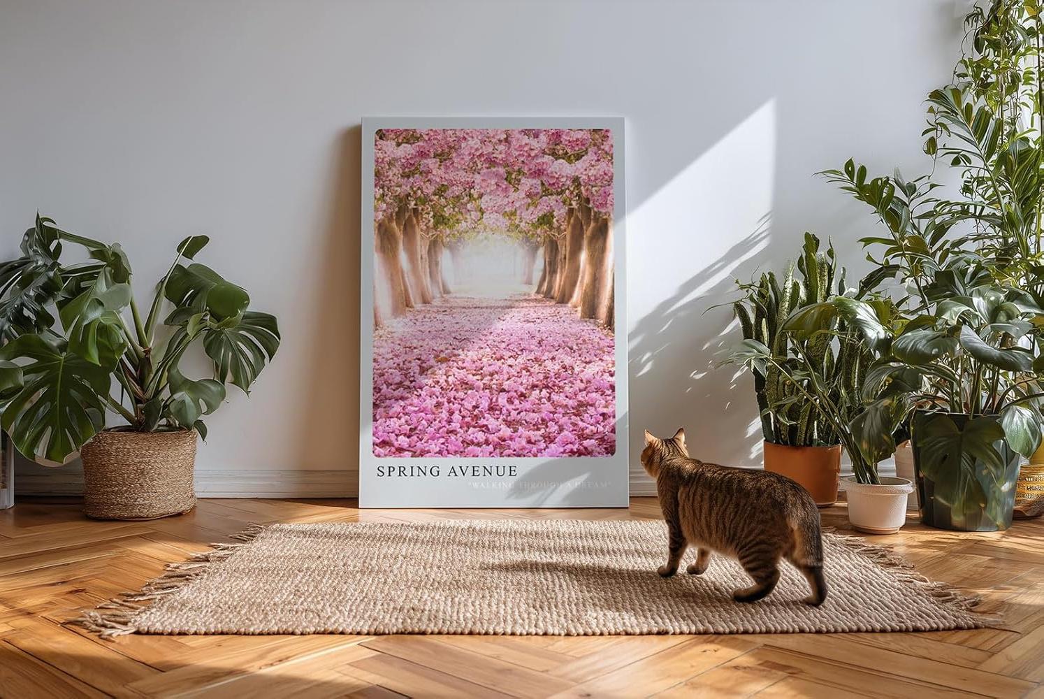 Paul Sinus Kunstdruck 40x60cm Spring Avenue blühende Kirschbaumallee mit rosafarbenem Blütenteppich im Licht