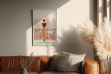 Paul Sinus Wandbild in 40x60cm A Daydream in New York – Frau auf Balkon mit Blick auf Skyline im sanften Licht, romantisches Stadtmotiv