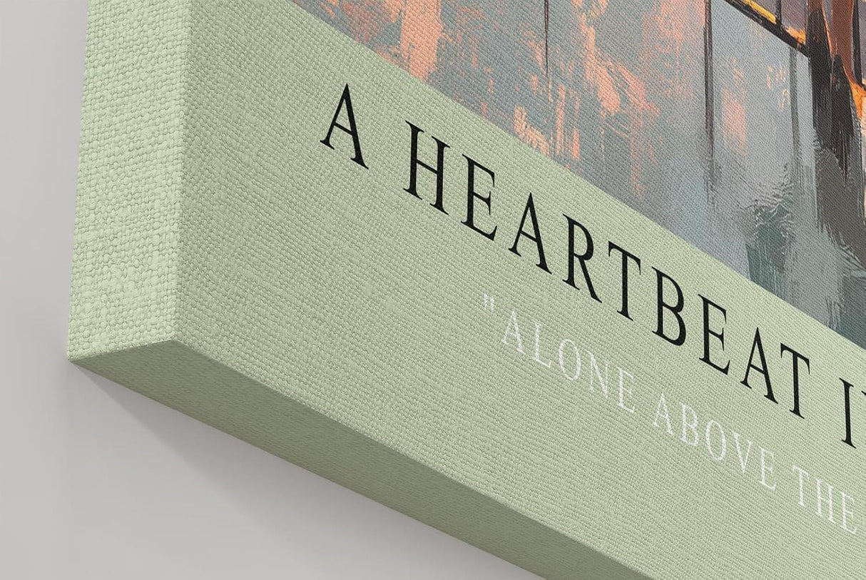 Paul Sinus Wandbild in 40x60cm A Heartbeat in Manhattan – Frau auf Balkon mit Blick auf New Yorker Skyline im Abendlicht, stimmungsvolles Stadtmotiv