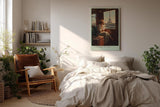Paul Sinus Wandbild in 40x60cm A Journey to Love – Frau im Zug mit Blick auf den Eiffelturm, warmes Abendlicht, romantisches Paris-Motiv im Vintage-Stil