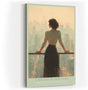 Paul Sinus Wandbild in 40x60cm A Woman in New York – Frau mit Blick auf Skyline im sanften Licht, elegantes Stadtmotiv mit nachdenklicher Stimmung