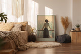 Paul Sinus Wandbild in 40x60cm A Woman in New York – Frau mit Blick auf Skyline im sanften Licht, elegantes Stadtmotiv mit nachdenklicher Stimmung
