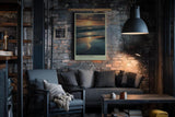 Paul Sinus Wandbild in 40x60cm Abendstimmung am Meer mit goldenen Sonnenstrahlen und dunklen Wolken