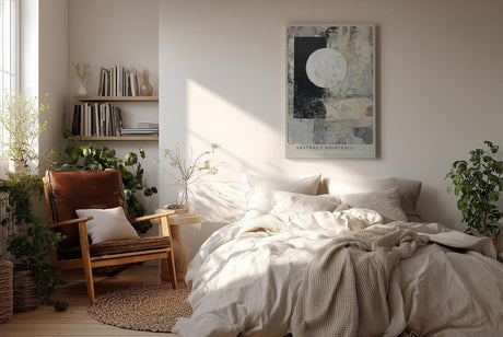 Paul Sinus Wandbild in 40x60cm Abstract Nightfall – Zeitgenössische abstrakte Kunst mit kontrastreicher Geometrie und strukturierten Flächen