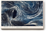 Paul Sinus Wandbild 120x80cm Abstrakte Blaue Wellen Kunst LeinWandbild 120x80cm Dynamische Linien Wanddekoration