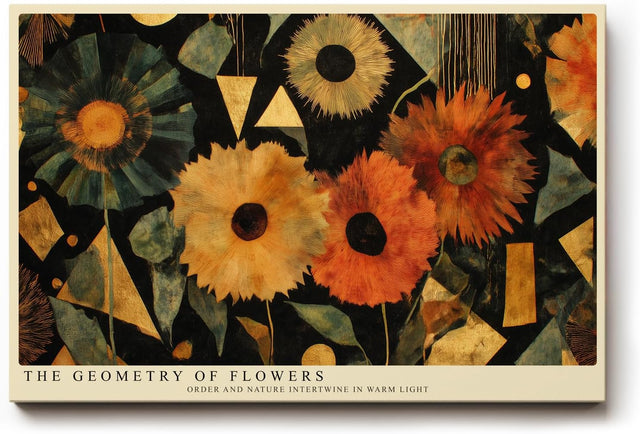 Paul Sinus Wandbild 120x80cm Abstrakte Blumen Geometrische Kunst Moderne Florale Komposition mit warmen Farben und Formen